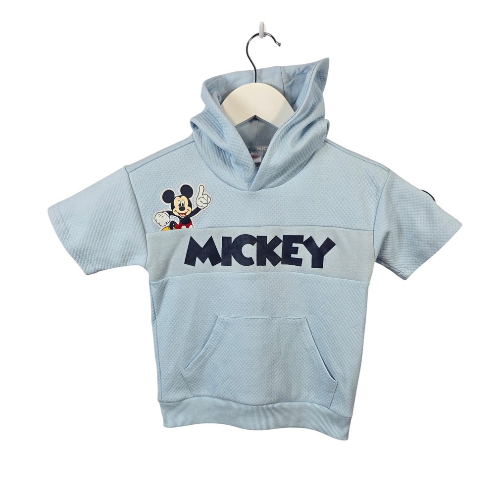 Disney Junior Mickey Mouse Boys Light Blue Short Sleeve Hoodie 4T Toddler /A98